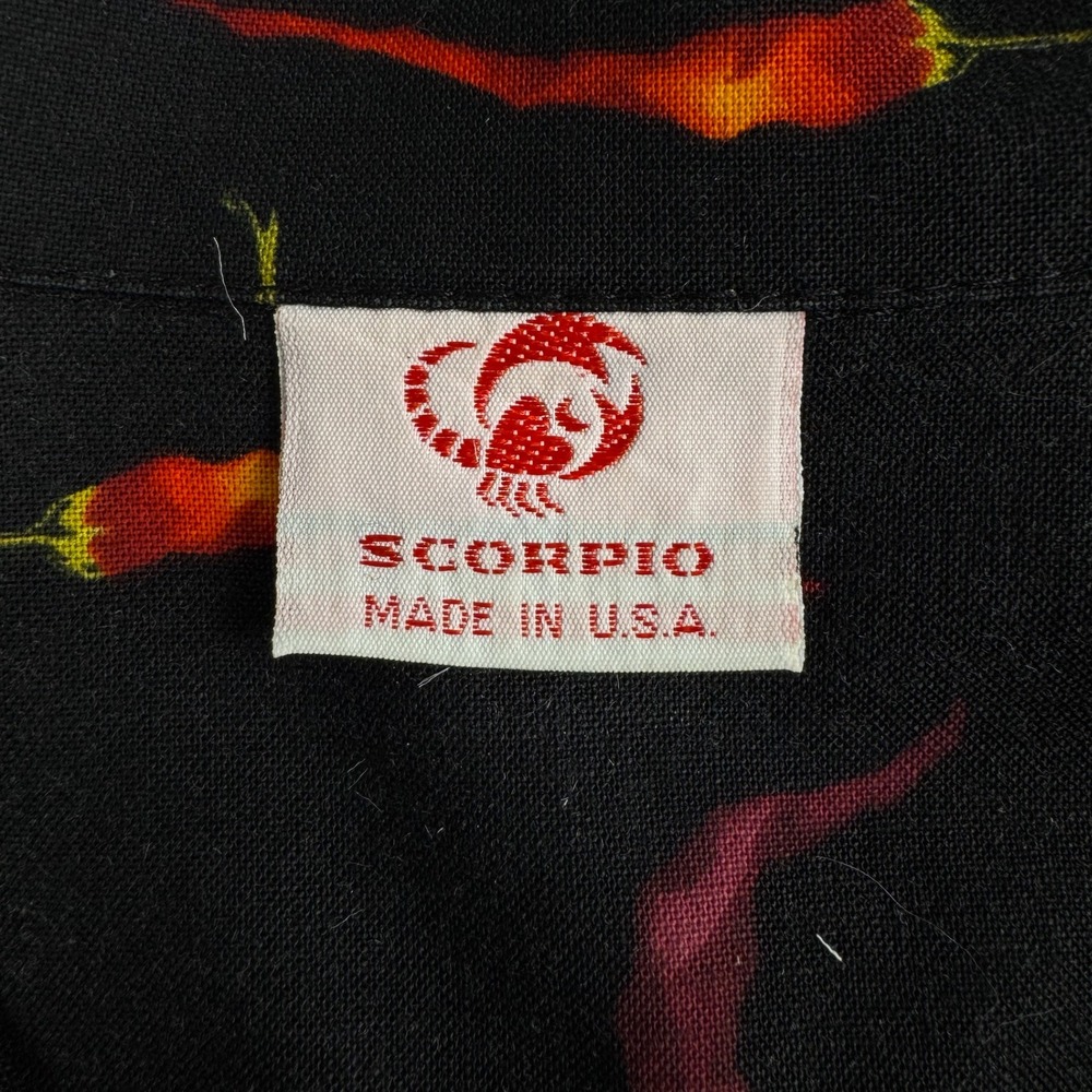 Vtg 90s Scorpio Camp Shirt Mens XL Short Sleeve Chili Pepper Print Made in USA - Picture 4 of 8